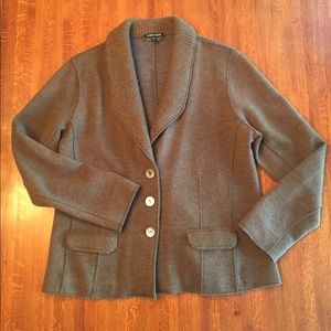 Olive Green Eileen Fisher Merino Wool Blazer, Sz L